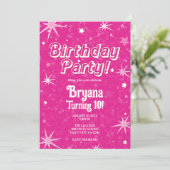 Invitation Étoiles roses et blanches chaudes Fête d'anniversa (Debout devant)
