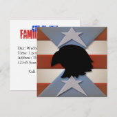 Invitation Étoiles Rouge Bleu Drapeau Aigle Silhouette (Devant / Derrière)