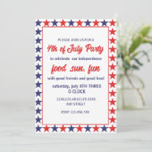 Invitation Étoiles Rouge Et Bleu 4 juillet (Debout devant)