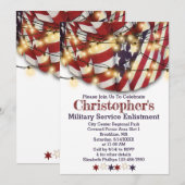 Invitation Étoiles Rouges Blanches Bleues Patriotiques Engage (Devant / Derrière)