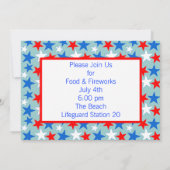 Invitation Étoiles rouges blanches et bleues (Dos)