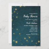 Invitation Étoiles scintillantes dorées Baby Shower Céleste (Devant)