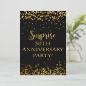 Invitation Étoiles scintillantes dorées Texte 50e anniversair (Debout devant)