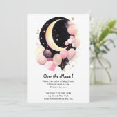 Invitation Étoiles scintillantes : Lune et étoiles Bébé Fille (Debout devant)