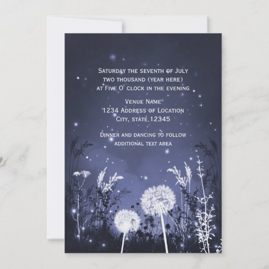 Invitation Étoiles Sky Twilight Enchantées & Mariage Foliage (Dos)