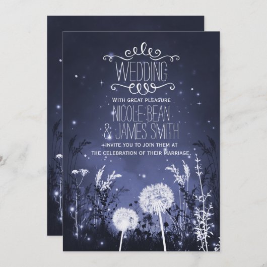 Invitation Étoiles Sky Twilight Enchantées & Mariage Foliage (Devant / Derrière)