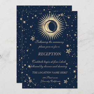 Invitation Étoiles Soleil Or Céleste Et Lune
