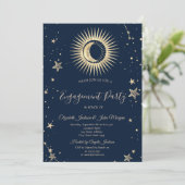 Invitation Étoiles Soleil Or Céleste Et Lune (Debout devant)