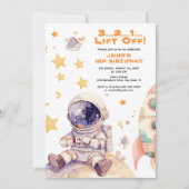 Invitation Étoiles spatiales et astronautes Anniversaire de e (Devant)