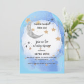 Invitation Étoiles Twinkle Twinkle, Bleu Et Or Abstrait (Debout devant)