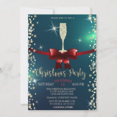 Invitation Étoiles, Verre de Champagne, Compagnie de Noël Bow (Devant)