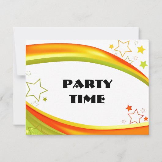 Invitation Étoiles vertes et orange (Devant)