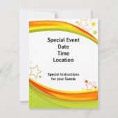 Invitation Étoiles vertes et orange (Dos)