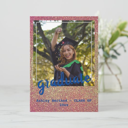 Invitation Étoiles vertes modernes Parties scintillant rose (Debout devant)