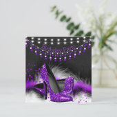 Invitation Étoiles violettes hauts talons Feux de tableau noi (Debout devant)