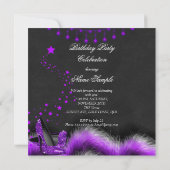 Invitation Étoiles violettes hauts talons Feux de tableau noi (Dos)