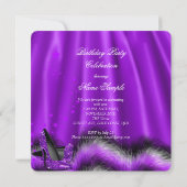 Invitation Étoiles violettes hauts talons lumières fête d'ann (Dos)