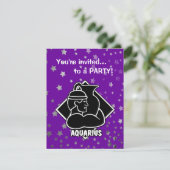 Invitation Étoiles violettes| Symbole zodiaque d'anniversaire (Debout devant)