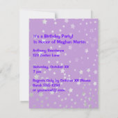 Invitation Étoiles violettes| Symbole zodiaque d'anniversaire (Dos)