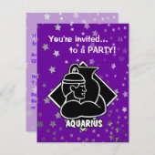 Invitation Étoiles violettes| Symbole zodiaque d'anniversaire (Devant / Derrière)