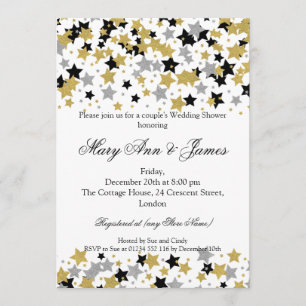 Invitation Étoiles Wedding showers de Parties scintillant or