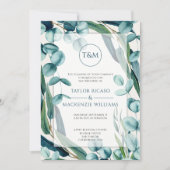 Invitation Étonnant Monogramme moderne Mariage Eucalyptus (Devant)
