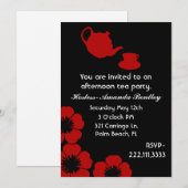 Invitation étonnante à la soirée thé noir et rouge (Devant / Derrière)