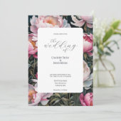 Invitation Étonnante Peonies rose et blanc Mariage élégant (Debout devant)