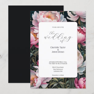 Invitation Étonnante Peonies rose et blanc Mariage élégant