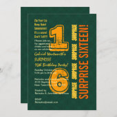 Invitation ÉTONNEZ le 16èmes vert et or modernes W527 (Devant / Derrière)