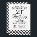 Invitation Étonnez le 21ème noir Chevron d'invitation<br><div class="desc">Étonnez la 21ème invitation d'anniversaire avec Chevron noir. Noir et blanc. Anniversaire adulte. Invitation d'anniversaire d'homme ou de femmes. Pour davantage de personnalisation,  cliquez sur svp la "personnaliser il" bouton et utilisez notre outil de conception pour modifier ce modèle.</div>