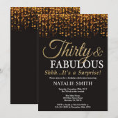 Invitation Étonnez le 30ème anniversaire trente et l'or (Devant / Derrière)