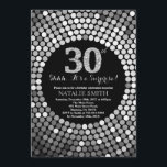 Invitation Étonnez le 30èmes noir d'anniversaire et parties<br><div class="desc">Étonnez la 30ème invitation d'anniversaire. Noir et parties scintillantes d'argent. Diamant argenté. Fête d'anniversaire adulte. Pour les hommes ou des femmes. Pour davantage de personnalisation,  cliquez sur svp la "personnaliser il" bouton et utilisez notre outil de conception pour modifier ce modèle.</div>