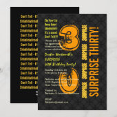 Invitation ÉTONNEZ le 30èmes noir et or modernes E002 (Devant / Derrière)