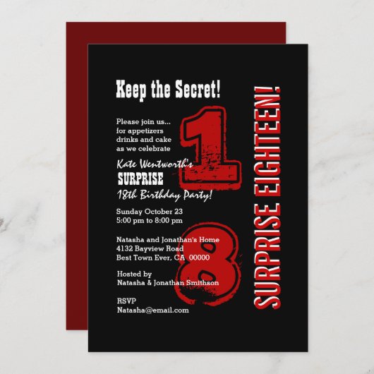 Invitation ÉTONNEZ le blanc noir rouge V01C du 18ème (Devant / Derrière)