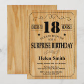 Invitation Étonnez le bois rustique du 18ème anniversaire (Devant / Derrière)