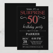 Invitation Étonnez le cinquantième noir et le rouge (Devant / Derrière)