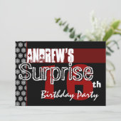 Invitation Étonnez le noir blanc rouge moderne du 16ème (Debout devant)