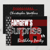 Invitation Étonnez le noir blanc rouge moderne du 16ème (Devant / Derrière)