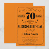 Invitation Étonnez le soixante-dixième noir et l'orange (Devant / Derrière)