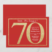 Invitation Étonnez le soixante-dixième rouge d'anniversaire (Devant / Derrière)