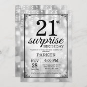 Invitation Étonnez les 21èmes parties scintillantes d'argent (Devant / Derrière)