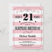 Invitation Étonnez les 21èmes rayures roses et blanches (Devant)