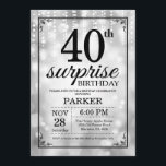 Invitation Étonnez les quarantième parties scintillantes<br><div class="desc">Étonnez la quarantième invitation d'anniversaire avec les lumières argentées de ficelle avec l'arrière - plan argenté de parties scintillantes. Argentez l'anniversaire. Anniversaire adulte. Invitation d'anniversaire d'hommes ou de femmes. 13ème 15ème 16ème 18ème 20ème 21ème 30ème quarantième cinquantième soixantième soixante-dixième quatre-vingtième quatre-vingt-dixième 100th, tout âge. Pour davantage de personnalisation, cliquez sur...</div>