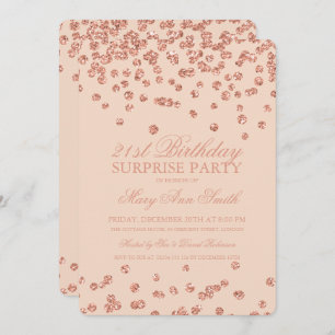 Invitation Étonnez l'or rose du 21ème anniversaire rougissent