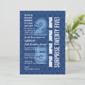 Invitation ÉTONNEZ W544 bleu du 25ème anniversaire et blanc (Debout devant)