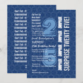 Invitation ÉTONNEZ W544 bleu du 25ème anniversaire et blanc (Devant / Derrière)