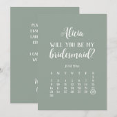 Invitation Être ma femme de ménage Sage Green Calendrier Prop (Devant / Derrière)