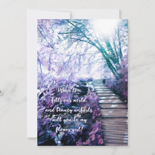 Invitation être ma fille de fleurs forêt enchantée (Devant)