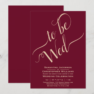 Invitation Être Mer Élégante Calligraphie Bourgogne Mariage